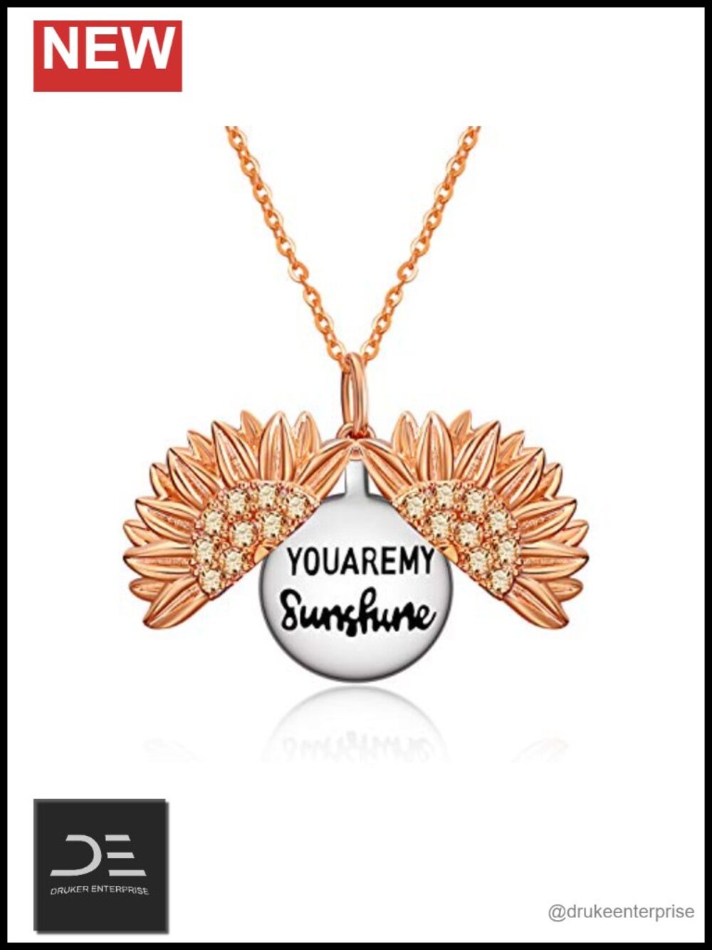 Sterling Silver Sunflower Locket Necklace for Women, You Are My Sunshine Jewelry